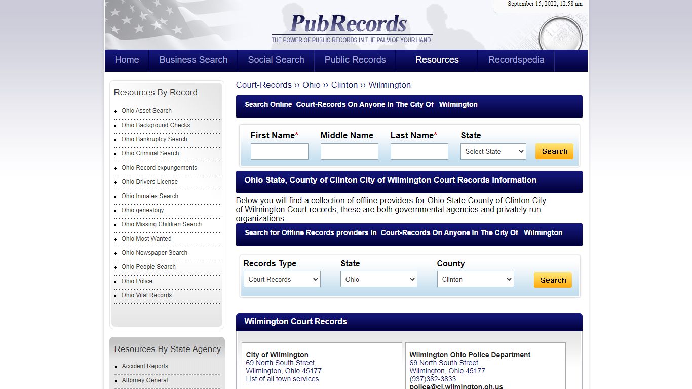 Wilmington, Clinton County, Ohio Court Records